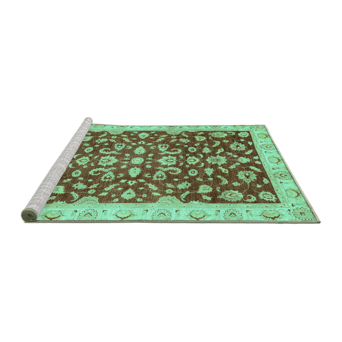 Sideview of Machine Washable Oriental Turquoise Traditional Area Rugs, wshabs3036turq