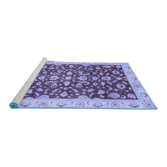 Sideview of Machine Washable Oriental Blue Traditional Rug, wshabs3036blu