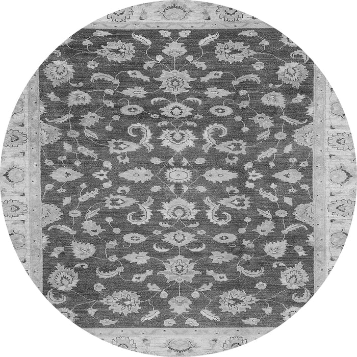 Round Machine Washable Oriental Gray Traditional Rug, wshabs3036gry
