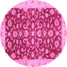 Round Machine Washable Oriental Pink Traditional Rug, wshabs3036pnk