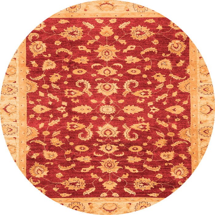 Round Oriental Orange Traditional Rug, abs3036org