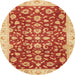 Round Abstract Neon Red Oriental Rug, abs3036