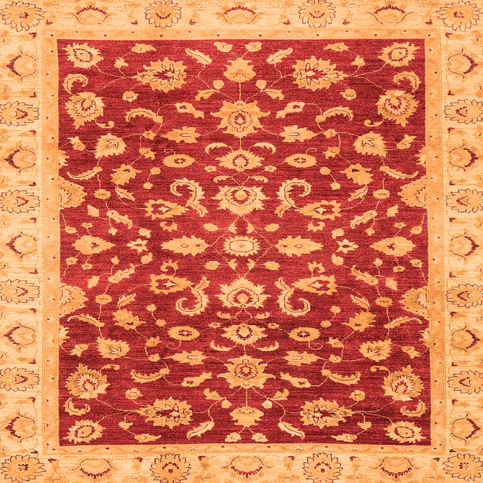 Square Machine Washable Oriental Orange Traditional Area Rugs, wshabs3036org
