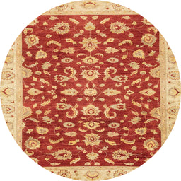 Round Machine Washable Abstract Neon Red Rug, wshabs3036