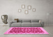 Machine Washable Oriental Pink Traditional Rug in a Living Room, wshabs3036pnk