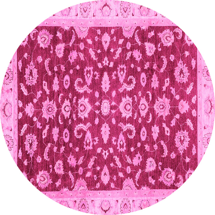 Round Oriental Pink Traditional Rug, abs3036pnk
