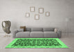 Machine Washable Oriental Emerald Green Traditional Area Rugs in a Living Room,, wshabs3036emgrn