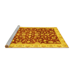 Sideview of Machine Washable Oriental Yellow Traditional Rug, wshabs3036yw