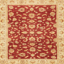 Square Machine Washable Abstract Neon Red Rug, wshabs3036