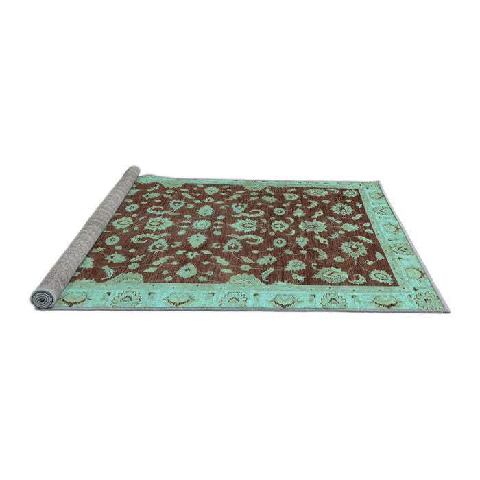 Sideview of Machine Washable Oriental Light Blue Traditional Rug, wshabs3036lblu