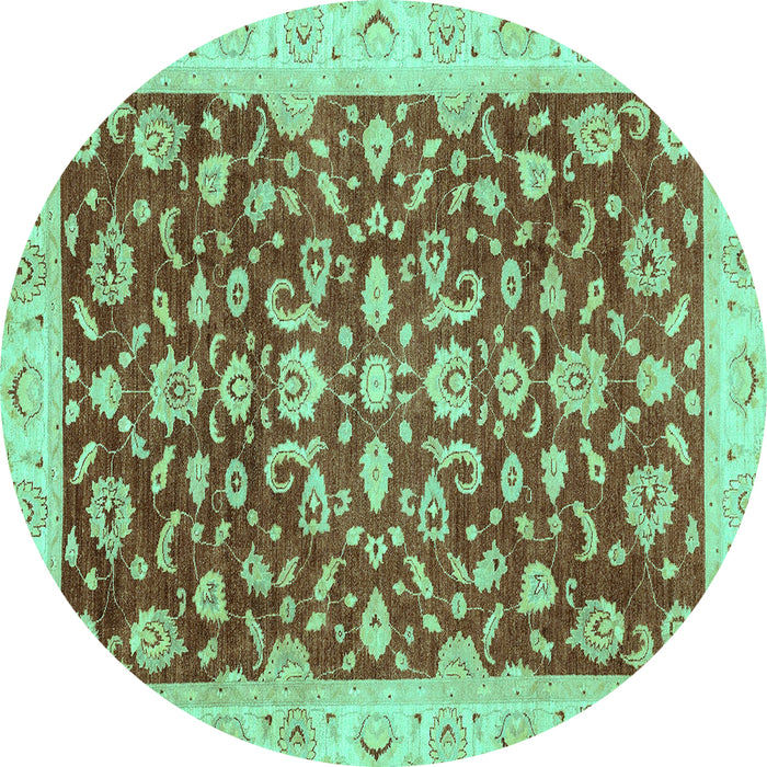 Round Oriental Turquoise Traditional Rug, abs3036turq