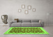 Machine Washable Oriental Green Traditional Area Rugs in a Living Room,, wshabs3036grn