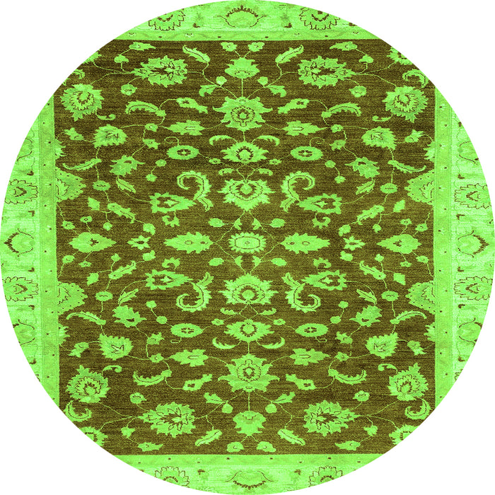 Round Oriental Green Traditional Rug, abs3036grn
