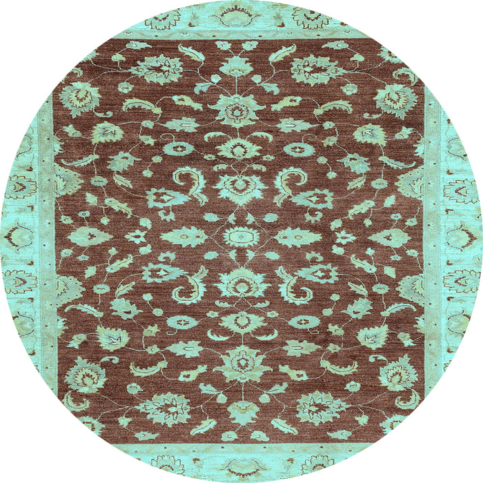 Round Oriental Light Blue Traditional Rug, abs3036lblu