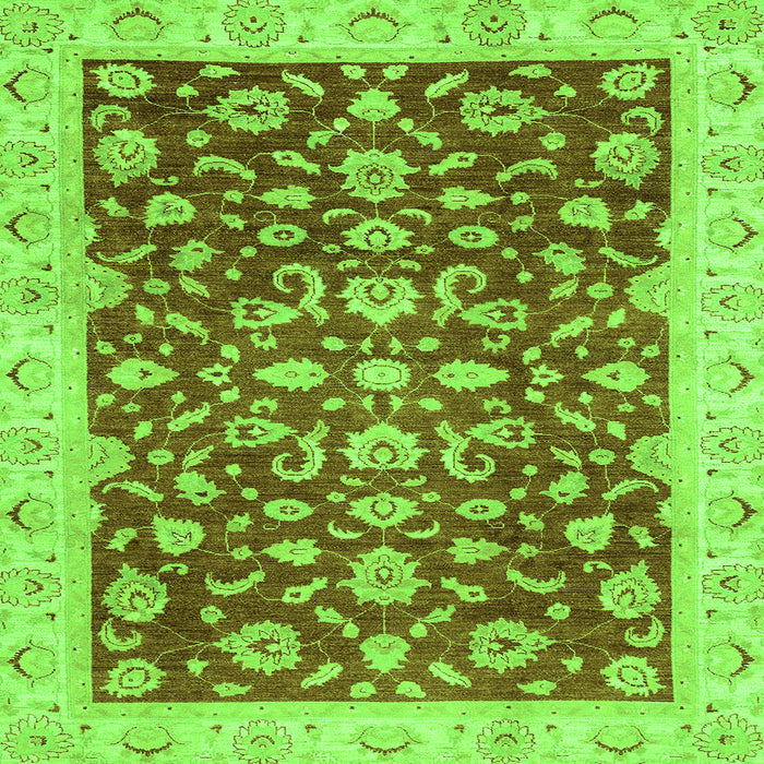Square Machine Washable Oriental Green Traditional Area Rugs, wshabs3036grn