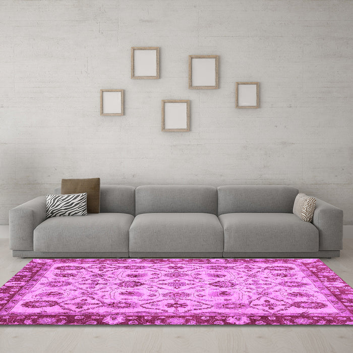 Machine Washable Oriental Purple Traditional Area Rugs in a Living Room, wshabs3037pur