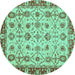 Round Oriental Turquoise Traditional Rug, abs3037turq