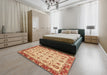 Abstract Red Oriental Rug in a Bedroom, abs3037