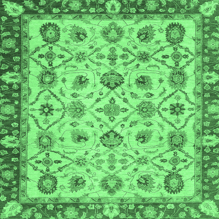 Square Oriental Emerald Green Traditional Rug, abs3037emgrn