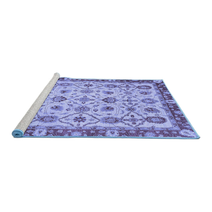 Sideview of Machine Washable Oriental Blue Traditional Rug, wshabs3037blu