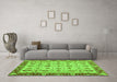 Machine Washable Oriental Green Traditional Area Rugs in a Living Room,, wshabs3037grn