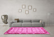 Machine Washable Oriental Pink Traditional Rug in a Living Room, wshabs3037pnk