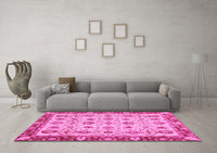 Machine Washable Oriental Pink Traditional Rug, wshabs3037pnk