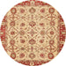 Round Abstract Red Oriental Rug, abs3037