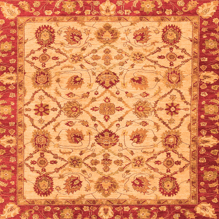 Square Machine Washable Oriental Orange Traditional Area Rugs, wshabs3037org