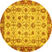 Round Oriental Yellow Traditional Rug, abs3037yw