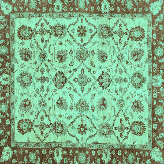 Square Oriental Turquoise Traditional Rug, abs3037turq