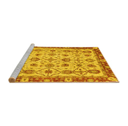 Sideview of Machine Washable Oriental Yellow Traditional Rug, wshabs3037yw