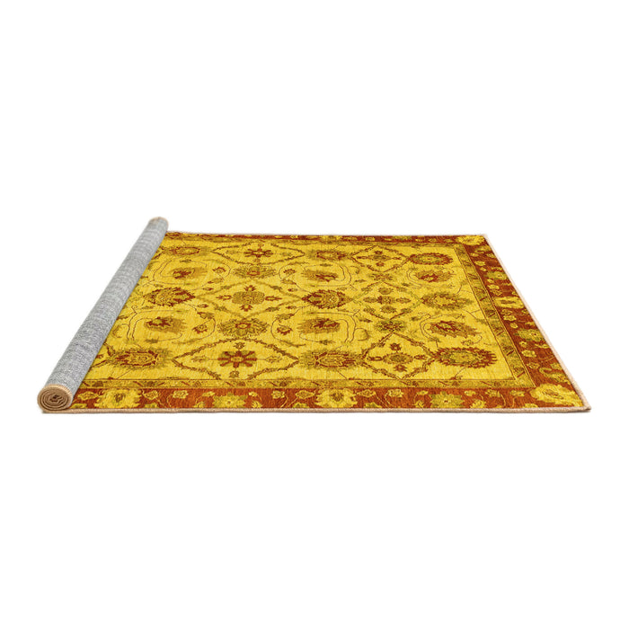 Sideview of Machine Washable Oriental Yellow Traditional Rug, wshabs3037yw