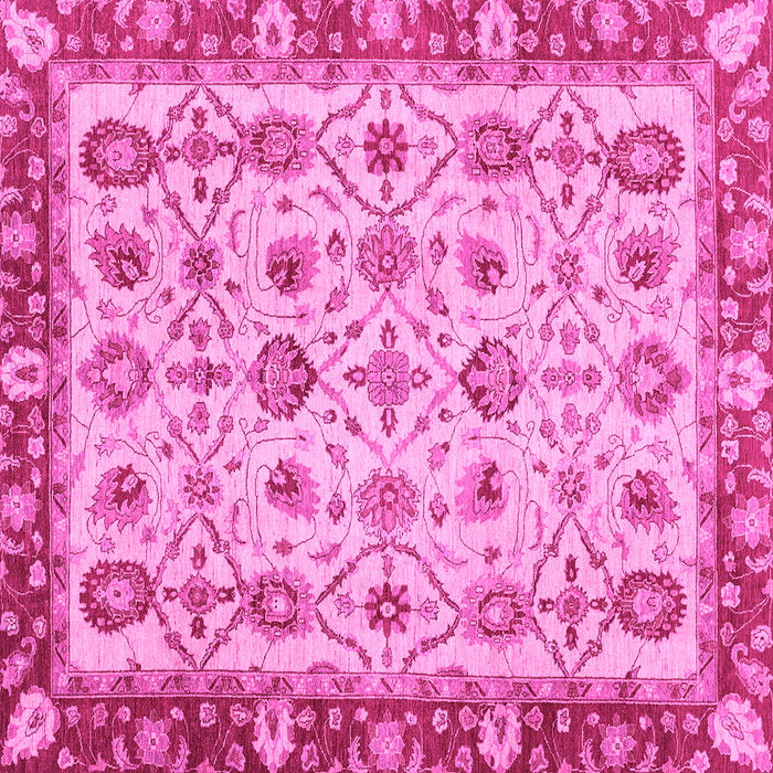 Square Machine Washable Oriental Pink Traditional Rug, wshabs3037pnk