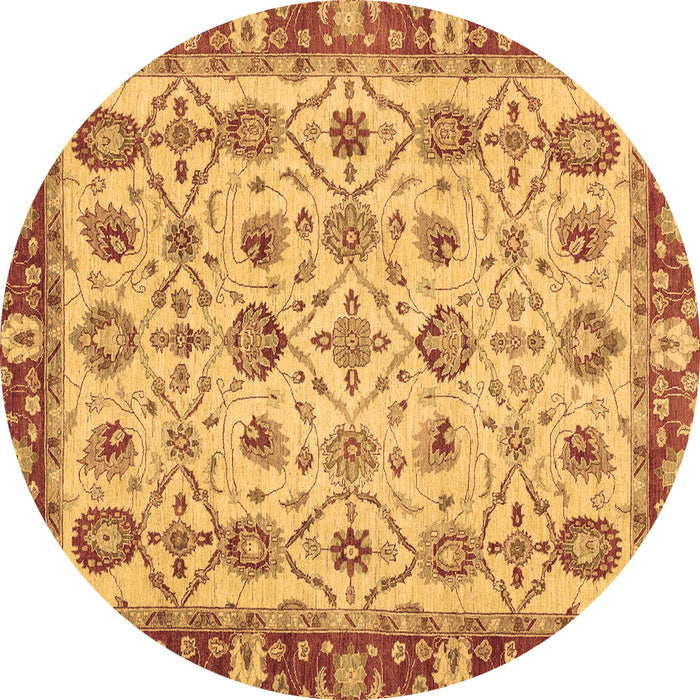 Round Oriental Brown Traditional Rug, abs3037brn