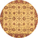 Round Oriental Brown Traditional Rug, abs3037brn