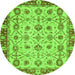 Round Oriental Green Traditional Rug, abs3037grn