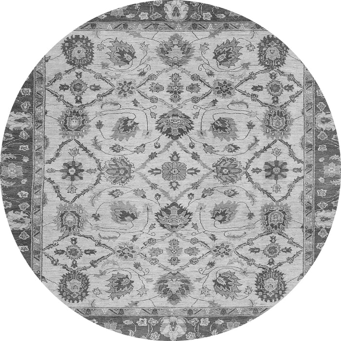 Round Oriental Gray Traditional Rug, abs3037gry