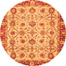 Round Oriental Orange Traditional Rug, abs3037org