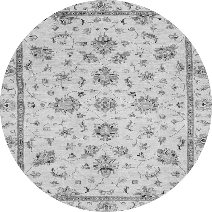 Round Machine Washable Oriental Gray Traditional Rug, wshabs3038gry