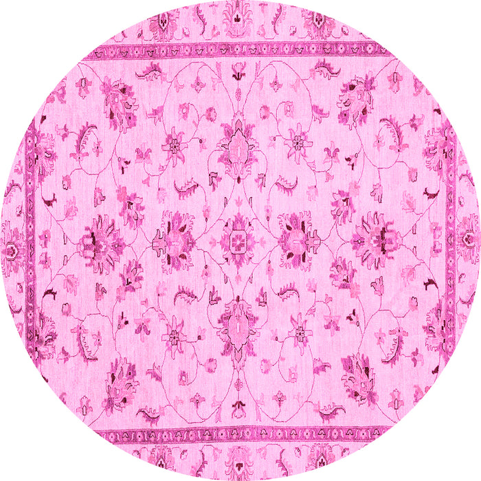 Round Machine Washable Oriental Pink Traditional Rug, wshabs3038pnk