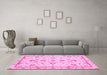 Machine Washable Oriental Pink Traditional Rug in a Living Room, wshabs3038pnk