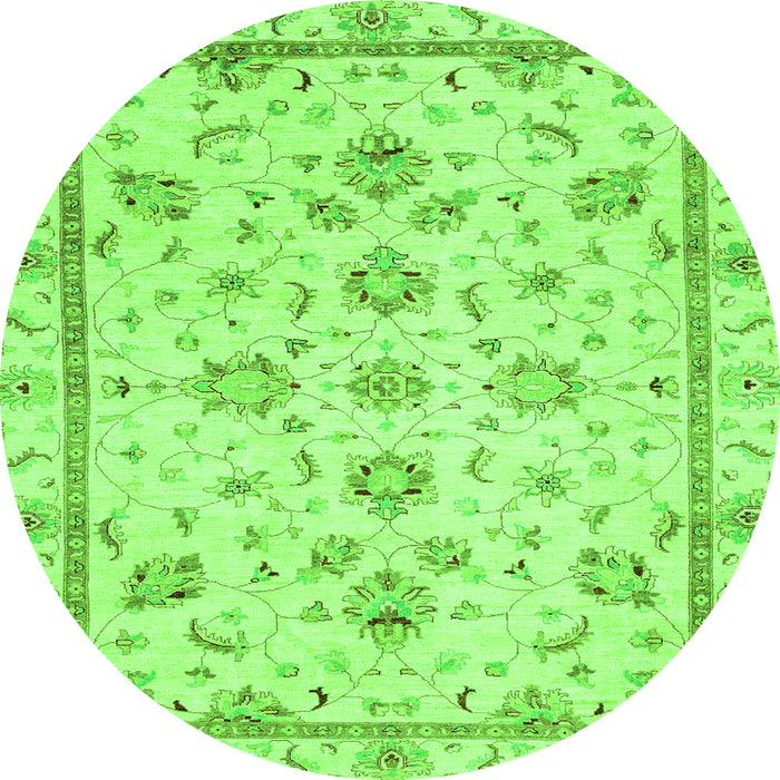 Round Machine Washable Oriental Green Traditional Area Rugs, wshabs3038grn