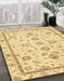 Abstract Yellow Oriental Rug in Family Room, abs3038