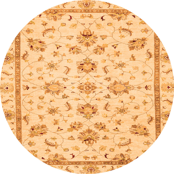 Round Oriental Orange Traditional Rug, abs3038org