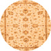 Round Oriental Orange Traditional Rug, abs3038org