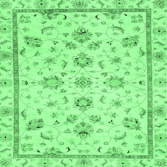 Square Machine Washable Oriental Emerald Green Traditional Area Rugs, wshabs3038emgrn