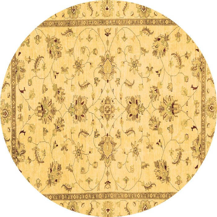 Round Machine Washable Oriental Brown Traditional Rug, wshabs3038brn