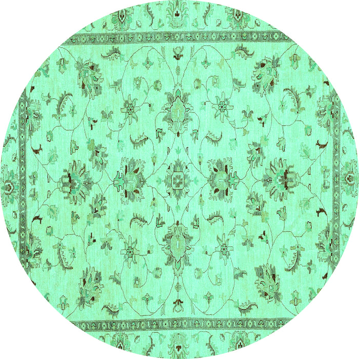 Round Oriental Turquoise Traditional Rug, abs3038turq