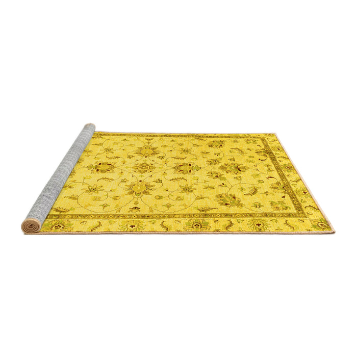 Sideview of Machine Washable Oriental Yellow Traditional Rug, wshabs3038yw